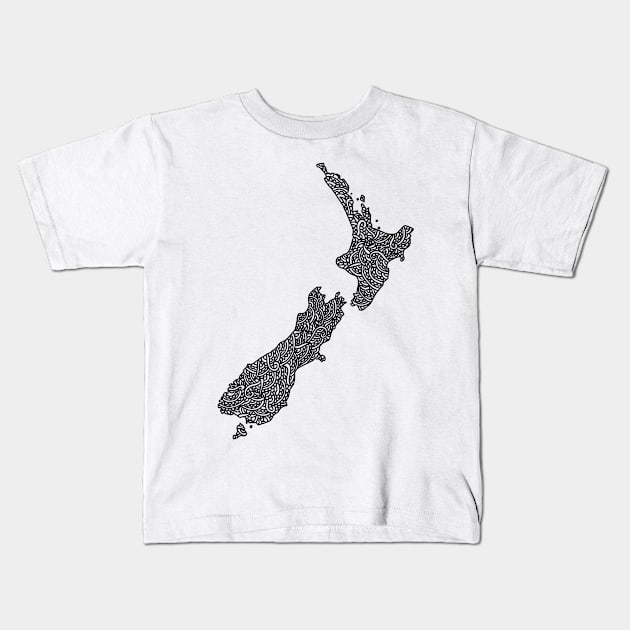 New Zealand Map Kids T-Shirt by Naoswestvillage